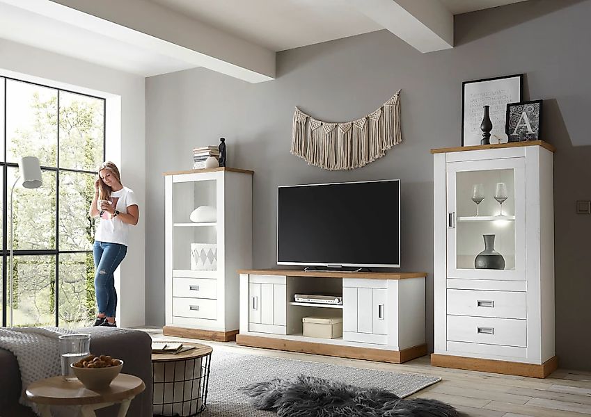 Home affaire Wohnwand "Orlando, moderne Anbauwand, Komplettset im Landhauss günstig online kaufen