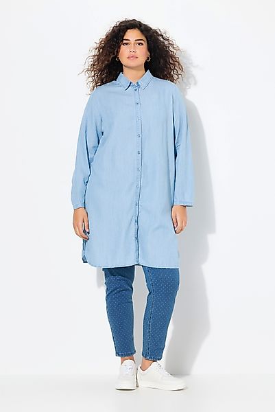 Ulla Popken Longbluse Lyocell-Longbluse Jeansoptik Hemdkragen günstig online kaufen