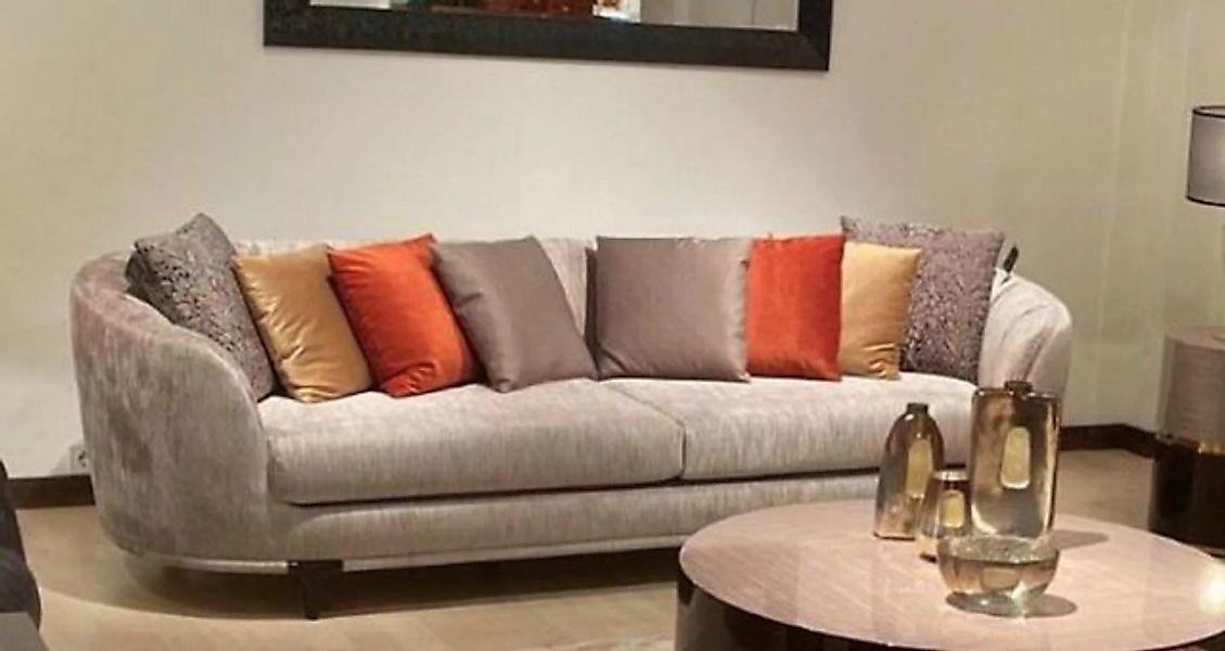 Casa Padrino Sofa Luxus Sofa Silber / Dunkelbraun - Luxus Wohnzimmer Sofa - günstig online kaufen