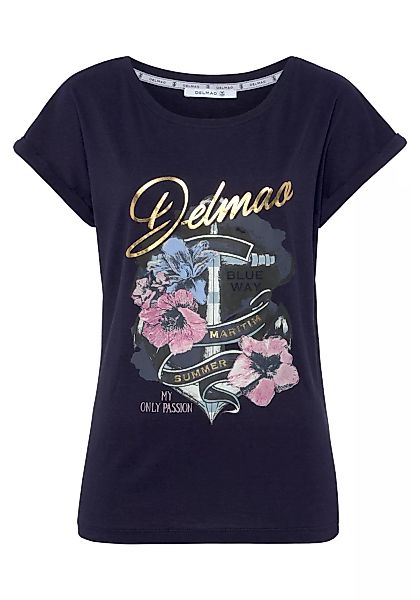 DELMAO Print-Shirt, mit geblümten Anker-Logodruck - NEUE MARKE günstig online kaufen