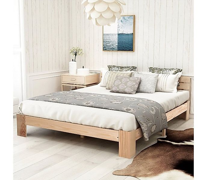 Flieks Holzbett, Doppelbett Ehebett Massivholzbett Bettgestell 140 x 200 cm günstig online kaufen