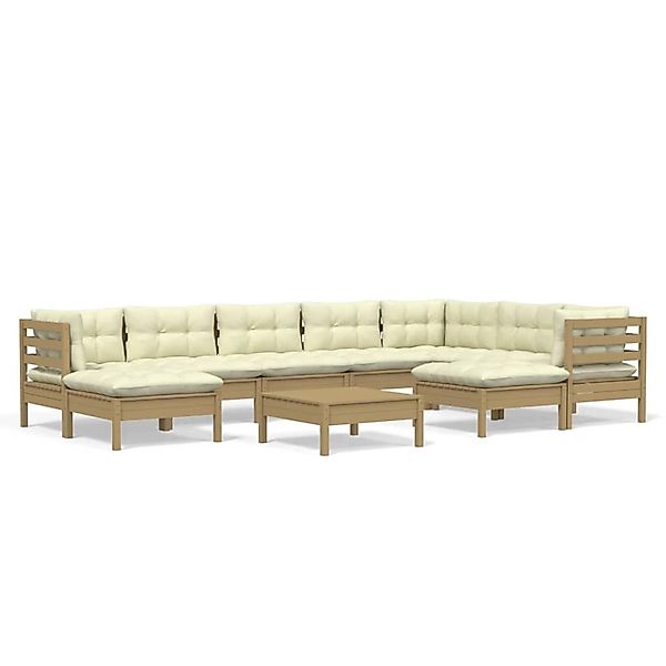 vidaXL 10-tlg Garten-Lounge-Set mit Kissen Honigbraun Kiefernholz Modell 3 günstig online kaufen