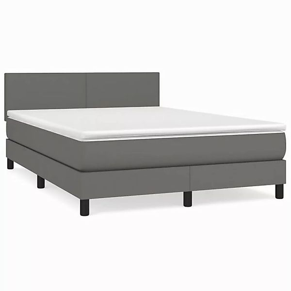 vidaXL Boxspringbett mit Matratze Grau 140x200 cm Kunstleder1389730 günstig online kaufen