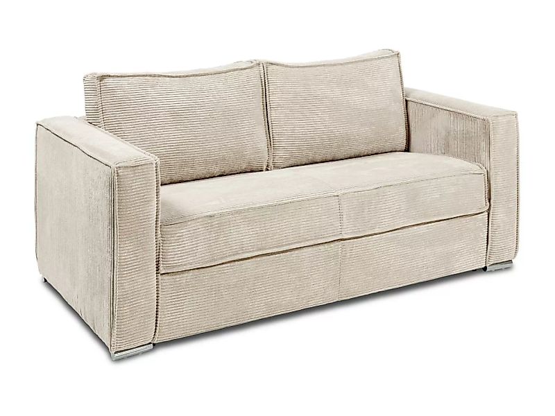 Schlafsofa mit Matratze 3-Sitzer - Cord - Beige - Liegefläche mit Lattenros günstig online kaufen