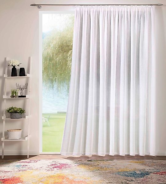 DecoHome24 Gardine Voile mit Effekt Weiß, günstig online kaufen