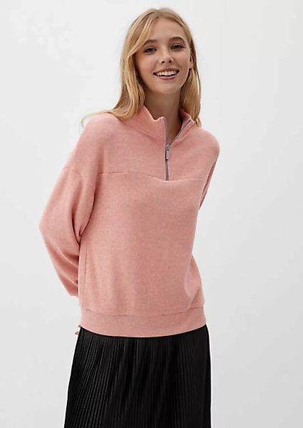 QS Sweatshirt Strickpullover mit Stehkragen günstig online kaufen