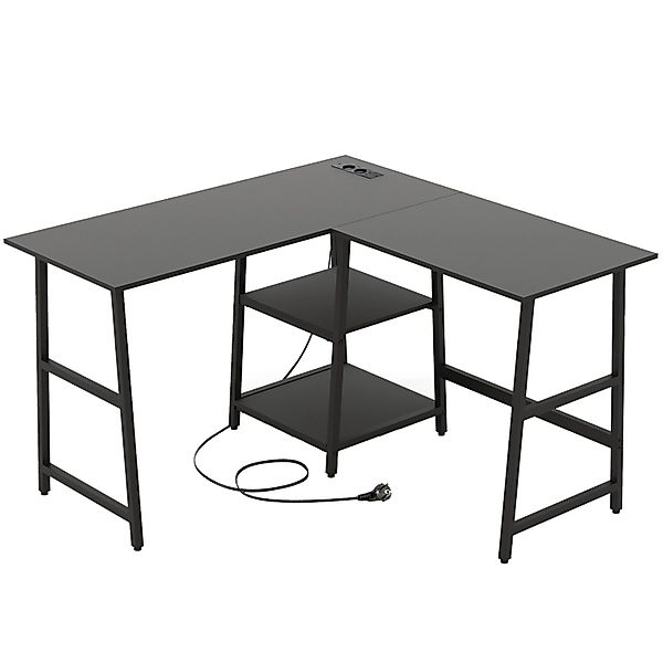 Costway Schreibtisch L-Form 120 x 120 x 75 cm Schwarz günstig online kaufen