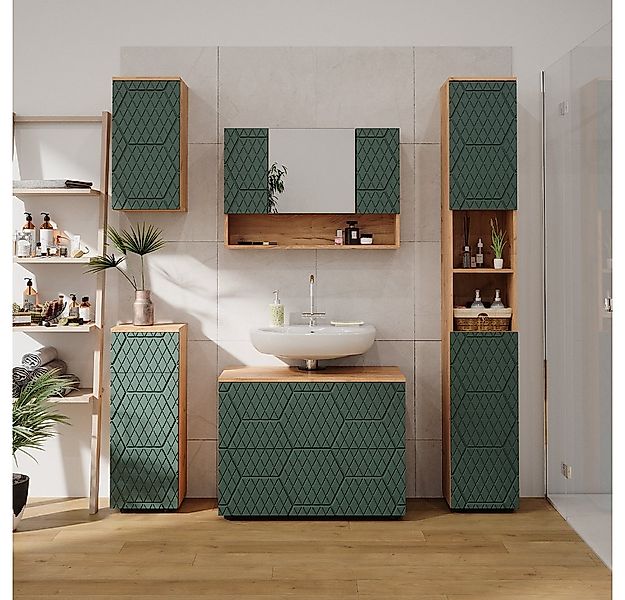 Vicco Badmöbel-Set Irma, Goldkraft Eiche/Grün, 5 Teile, (5-St., 5er Set) günstig online kaufen