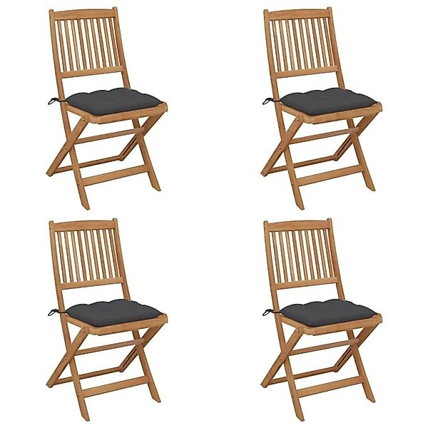 vidaXL Klappbare Gartenstühle 4 Stk mit Kissen Massivholz Akazie 3064686 günstig online kaufen