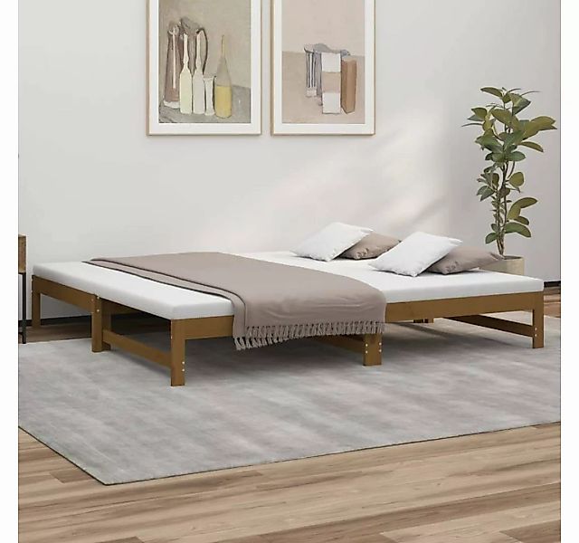 furnicato Bett Tagesbett Ausziehbar Honigbraun 2x(80x200) cm Massivholz Kie günstig online kaufen