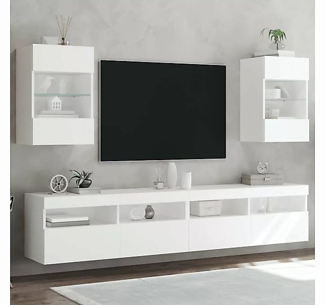 vidaXL TV-Schrank TV-Wandschränke mit LED-Leuchten 2 Stk Weiß 40x30x60,5 cm günstig online kaufen