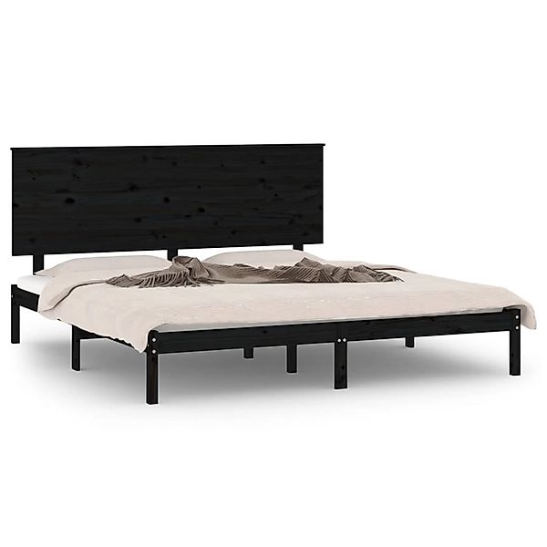 vidaXL Massivholzbett Schwarz Kiefer 200x200 cm1157078 günstig online kaufen