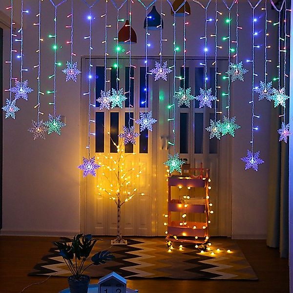 Sunicol LED-Lichterkette LED Lichtervorhang Lichterkette, Schneeflocke günstig online kaufen