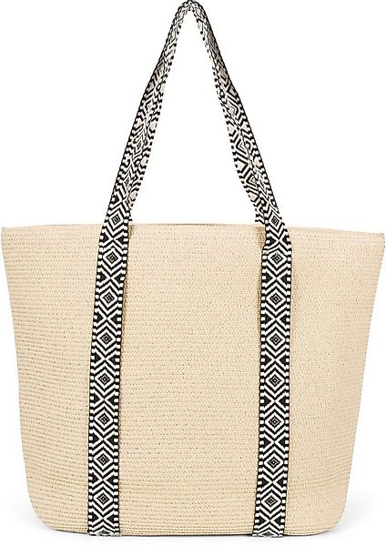 styleBREAKER Strandtasche Papierstroh Strandtasche Azteken Muster (1-tlg) günstig online kaufen