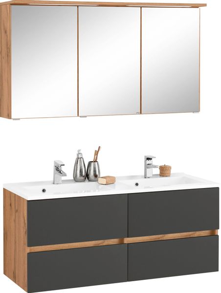 welltime Badmöbel-Set "Lucca" 2 Stk. tlg. Doppelwaschtisch, Breite 120 cm günstig online kaufen