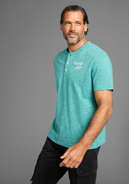 Mans World Henleyshirt mit Stehkragen-Optik und funktionaler Knopfleiste günstig online kaufen