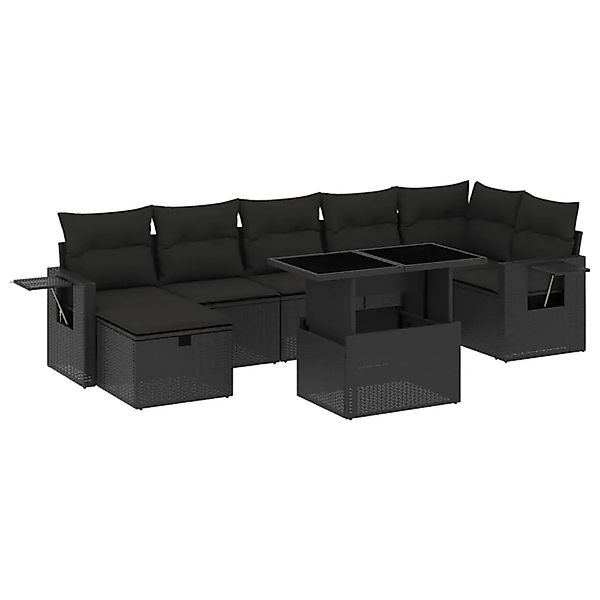 vidaXL 8-Tlg Garten-Sofagarnitur mit Kissen Schwarz Poly Rattan 3274985 günstig online kaufen