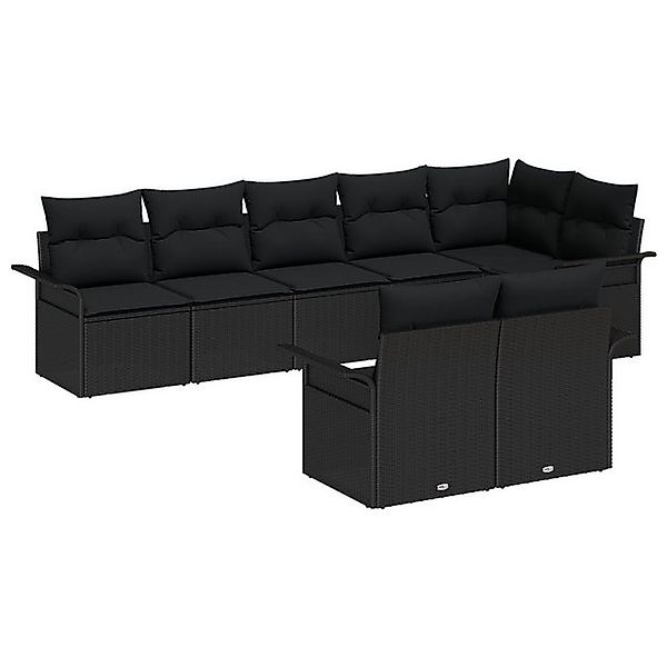 vidaXL Loungesofa 8-teiliges Garten-Sofa-Set mit Kissen Schwarz Poly-Rattan günstig online kaufen