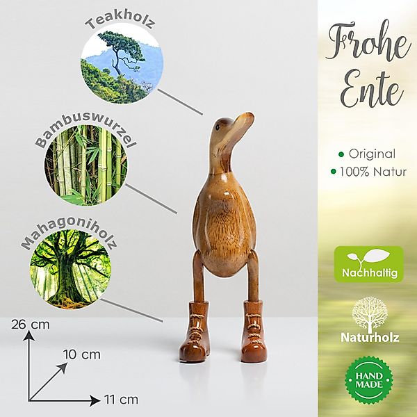 Rikmani Dekofigur Holzfigur Ente, Handgefertigte Dekoration günstig online kaufen