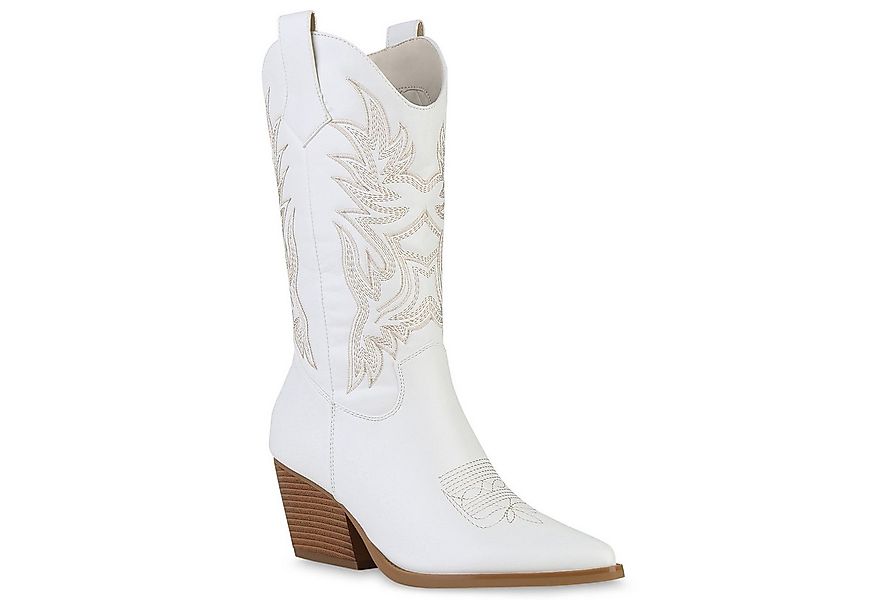 VAN HILL 840142 Cowboystiefel Damen Cowboystiefel Stiefel Stickereien Holzo günstig online kaufen