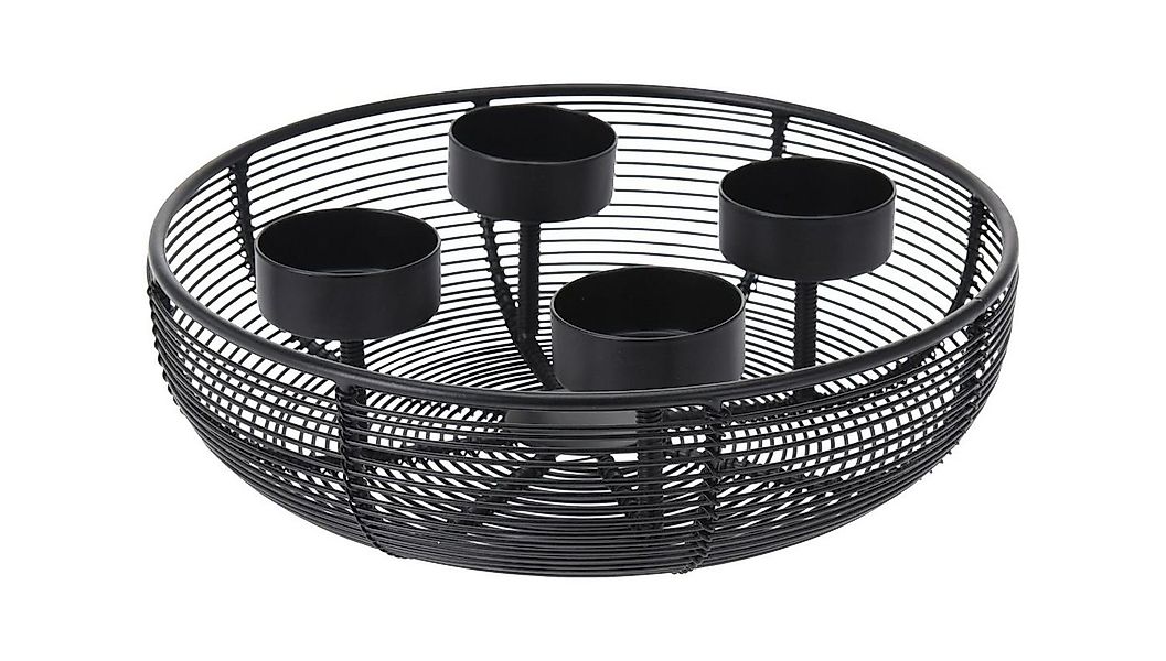 Koopman Adventsleuchter Adventskranz Metall Schwarz Ø20cm Kerzenhalter Deko günstig online kaufen
