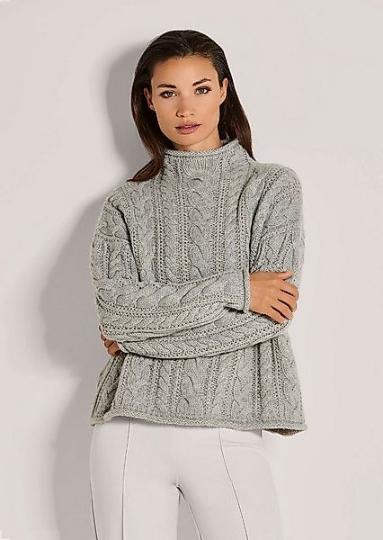 MADELEINE Strickpullover Stilvoller Grobstrickpullover mit Zopfmuster Flaus günstig online kaufen