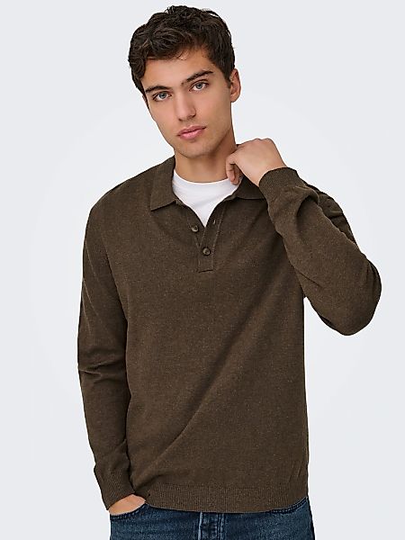 ONLY & SONS Polokragenpullover "ONSLOUI REG 12 LS MEL POLO KNIT" günstig online kaufen