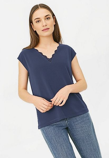 pieces Kurzarmshirt PCKAMALA LACE V-NECK TEE JRS NOOS BC günstig online kaufen
