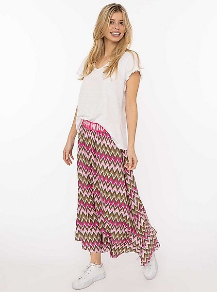 Zwillingsherz Maxirock "Zick Zack" farbiges Zackenmuster, Gummizug mit Schr günstig online kaufen