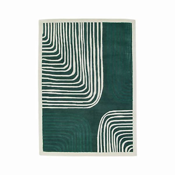 Teppich Labyrinthe textil grün / 170 x 240 cm - Handgetuftet - Maison Sarah günstig online kaufen