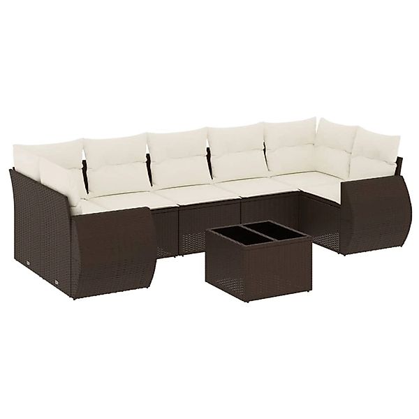 vidaXL 8-Tlg Garten-Sofagarnitur mit Kissen Braun Poly Rattan 3221142 günstig online kaufen