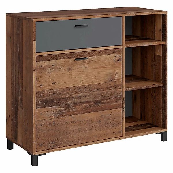 Sideboard JACKSON Eiche Old Wood Nachbildung anthrazit B/H/T: ca. 98x85x40 günstig online kaufen