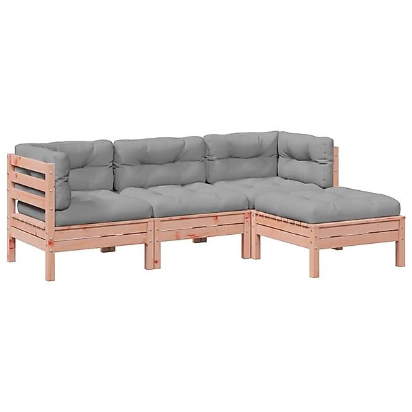 vidaXL 4-Tlg Garten-Sofagarnitur mit Kissen Massivholz Douglasie 3299382 günstig online kaufen