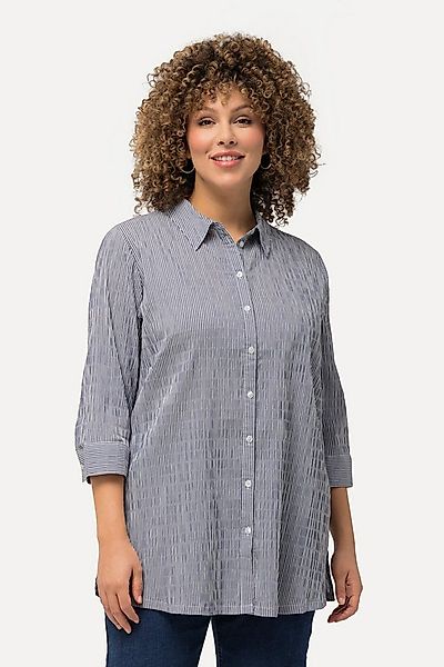 Ulla Popken Hemdbluse Bubble-Bluse Streifen Hemdkragen 3/4-Arm günstig online kaufen
