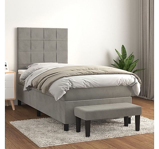 vidaXL Boxspringbett Boxspringbett mit Matratze Hellgrau 90x190 cm Samt Bet günstig online kaufen