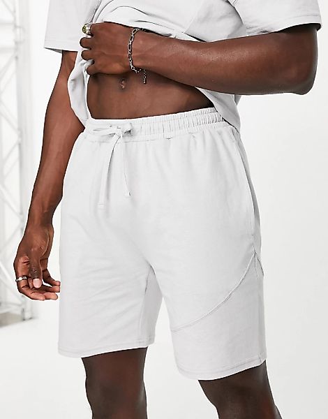 Topman – Shorts mit Kontrastnaht in Grau, Kombiteil günstig online kaufen