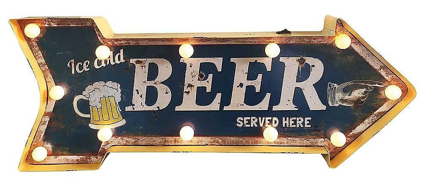 Wandleuchte ICE COLD BEER LED Beleuchtung Wegweiser Vintage Leuchtdeko günstig online kaufen