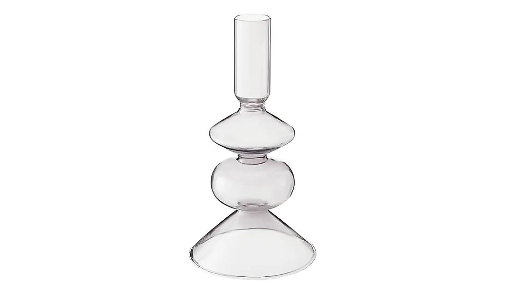 HOME STORY Kerzenhalter   ¦ grau ¦ Glas ¦ Maße (cm): H: 17  Ø: 9 Accessoire günstig online kaufen