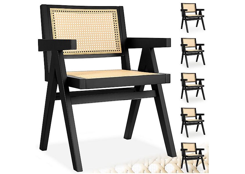 tectake Esszimmerstuhl Holzstuhl Lissy mit Wiener Geflecht im Boho-Stil (Se günstig online kaufen