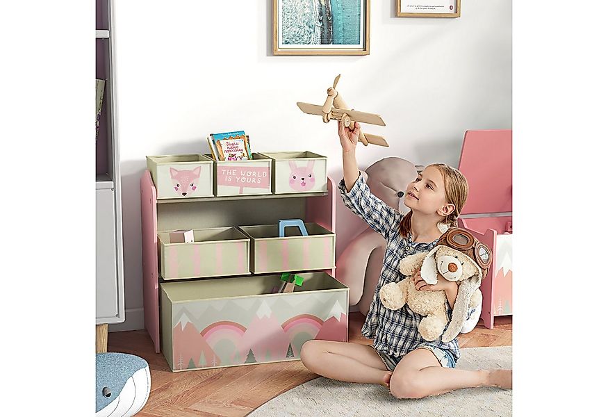 ZONEKIZ Kinderregal Kinderregal mit 6 herausnehmbaren Aufbewahrungsboxen au günstig online kaufen