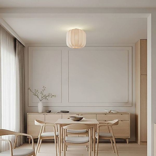 Lindby Deckenleuchte Helin, beige, Stoff, Ø 35 cm günstig online kaufen