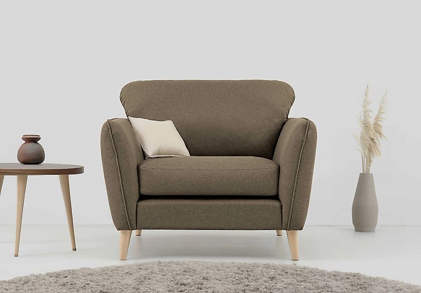 Home affaire Sessel "MARSEILLE", Massivholzbeine Eiche, Landhausstil, Welle günstig online kaufen