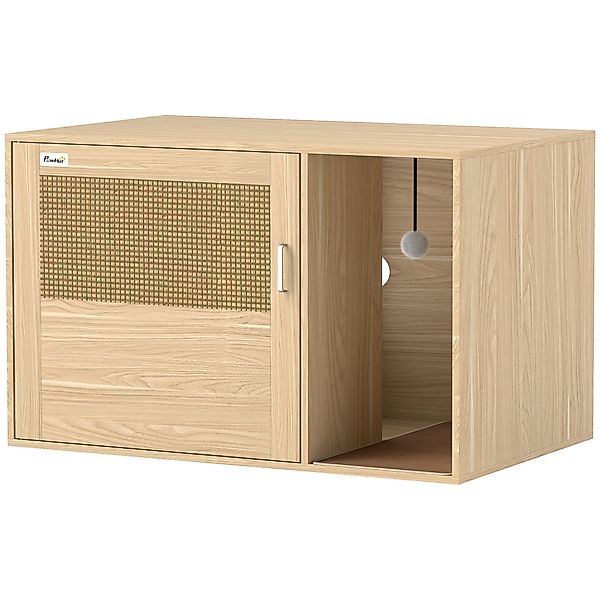 PawHut Katzenklo‑Möbel mit Kratzmatte & Rattan‑Tür, Beistelltisch 80 × 50 × günstig online kaufen