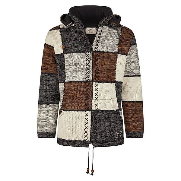 THC Natural Line Strickjacke THC Schafwollstrickjacke braune Quadrate 813 ( günstig online kaufen