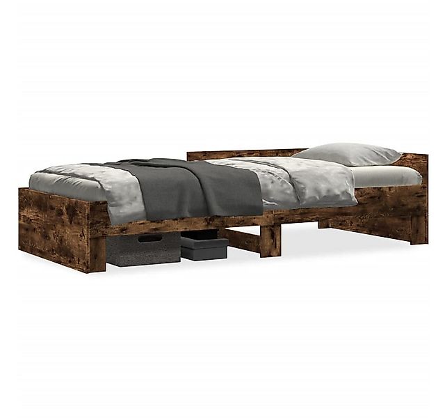 vidaXL Bett Bettgestell ohne Matratze Räuchereiche 75x190 cm Holzwerkstoff günstig online kaufen