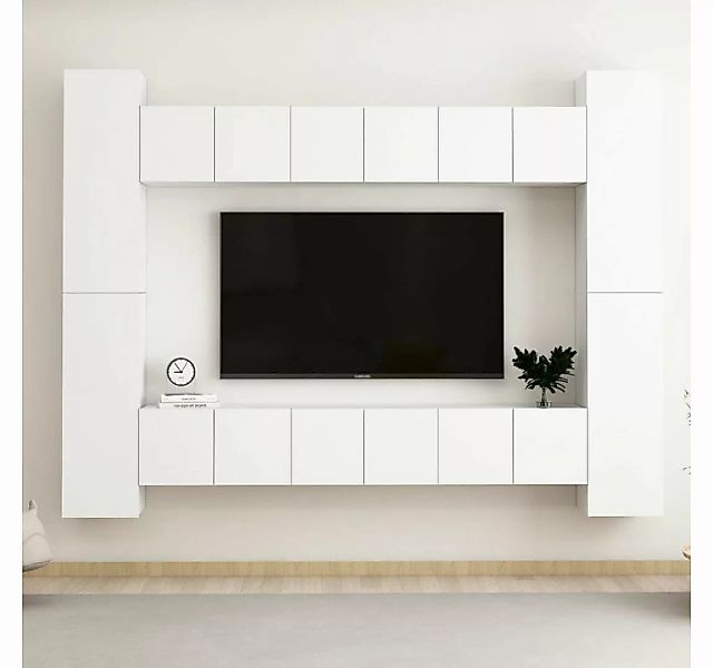 furnicato TV-Schrank 10-tlg. TV-Schrank-Set Weiß Holzwerkstoff günstig online kaufen
