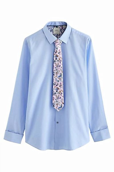 Next Langarmhemd Edles Slim Fit Hemd mit Krawatte (3-tlg) günstig online kaufen