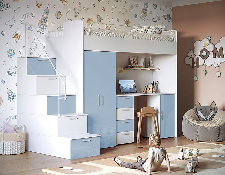 Luxusbetten24 Hochbett Kinderhochbett Dream mit Schreibtisch, günstig online kaufen