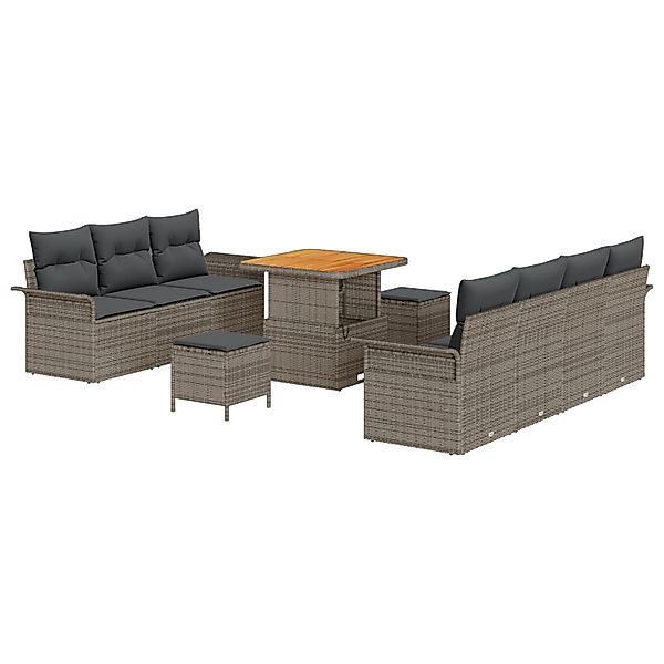 vidaXL Garten-Sofa-Set Höhenverstellbar 10-Tlg Grau Poly Rattan 3362098 günstig online kaufen
