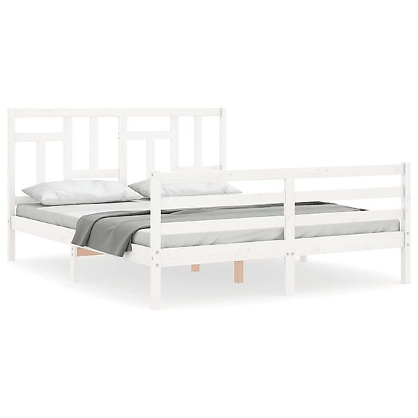 vidaXL Massivholzbett mit Kopfteil Weiß 3194967 günstig online kaufen